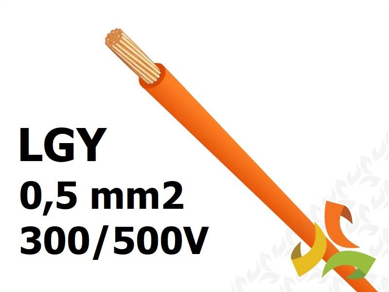 Przewód LGY 0,5 mm2 pomarańczowy (300/500V) jednożyłowy linka H05V-K (krążki 100m) IG2050.04 BITNER-0
