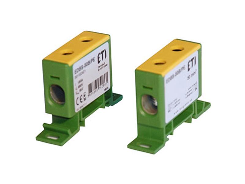 Zacisk 150A 1-torowy 16-70mm2 PE do przewodów Al/Cu żółto-zielony EDBS-50B/PE 001102421 ETI