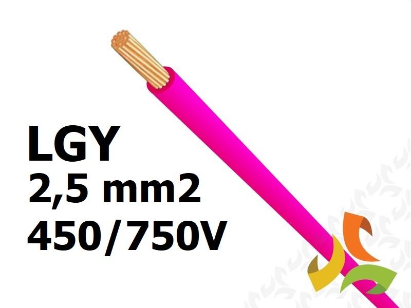 Przewód LGY 2,5 mm2 różowy (450/750V) jednożyłowy linka (krążki 100m) 5907702817798 ELEKTROKABEL-0