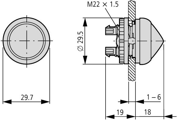 Główka M22-LH-G,lampki sygnalizacyjnej wystająca, 216780 EATON-MOELLER-1