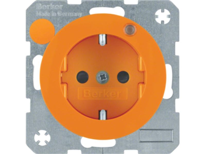 BERKER R.1/R.3 Gniazdo z uziemieniem i diodą kontrolną LED pomarańczowy połysk 6765092007 HAGER