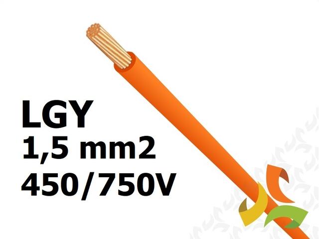 Przewód LGY 1,5 mm2 pomarańczowy (450/750V) jednożyłowy linka H07V-K (krążki 100m) G-006006 TELEFONIKA