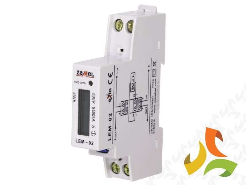 Licznik energii elektrycznej 1-fazowy LCD 50 A 1-MOD TYP: LEM-02 ZAMEL-3