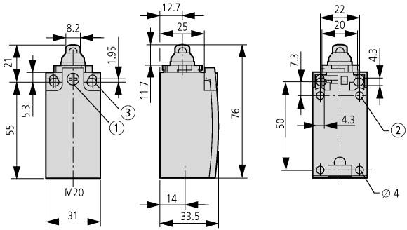 Wyłącznik krańcowy migowy 1R 1Z pręt sprężysty LS-Titan LS-11S/S 266104 EATON-3
