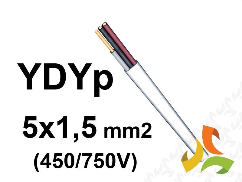 Przewód YDYpżo 5x1,5 mm2 (450/750V) instalacyjny płaski (bębnowy) G-019382 TELEFONIKA-0