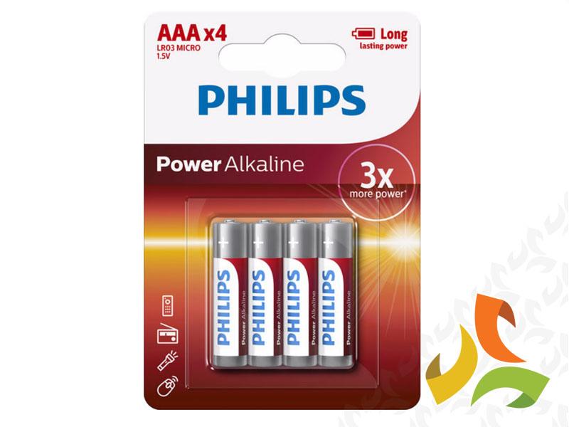 Bateria AAA, LR03 Power Alkaline, 1,5V LR03P4B blister - 4szt PHILIPS