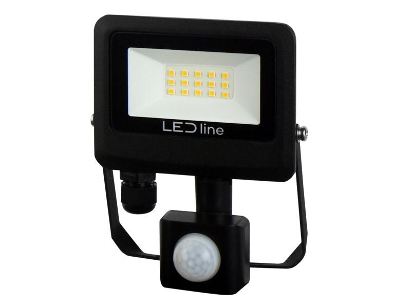 Naświetlacz LED PHOTON z czujnikiem ruchu PIR 10W 1000lm 100lm/W 4000K czarny 203501 LED LINE