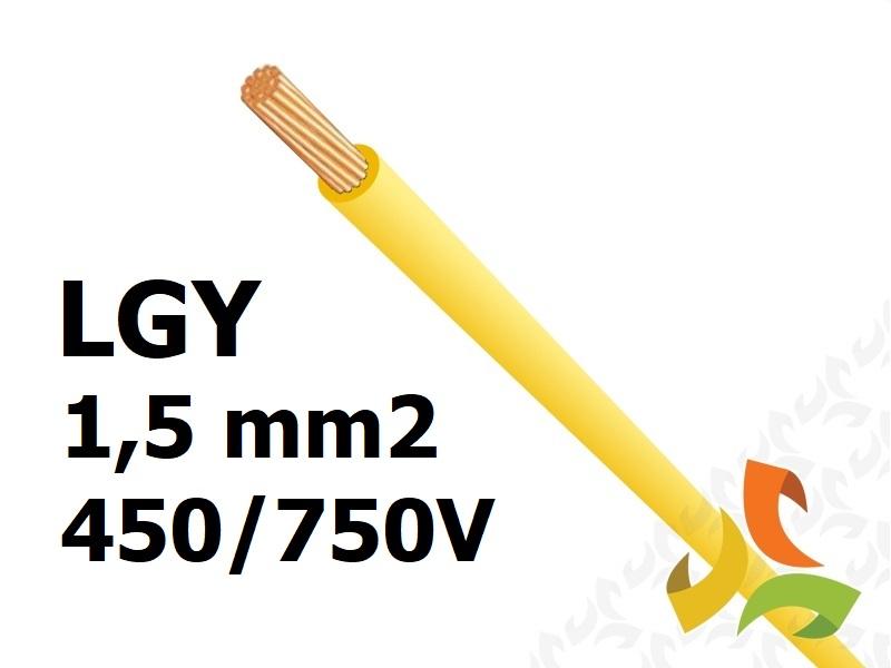 Przewód LGY 1,5 mm2 żółty (450/750V) jednożyłowy linka (krążki 100m) 29137 HELUKABEL-0