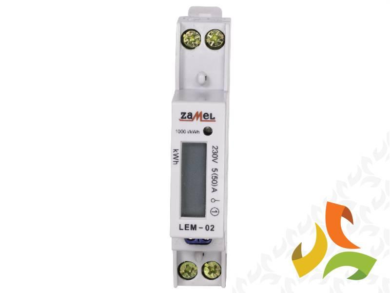 Licznik energii elektrycznej 1-fazowy LCD 50 A 1-MOD TYP: LEM-02 ZAMEL-1