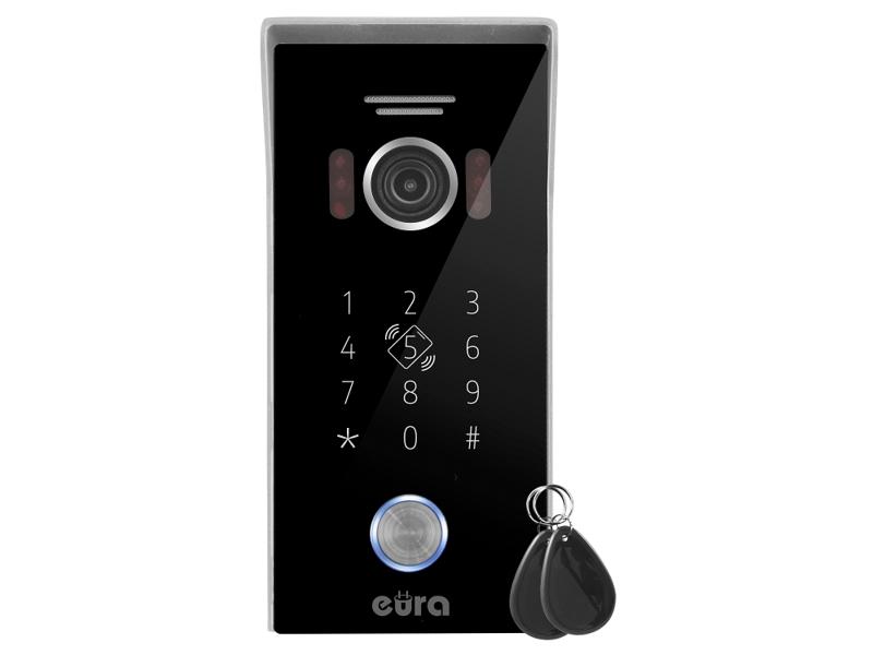 Kaseta zewnętrzna wideodomofonu "EURA" VDA-51C5/N czarna kamera 1080p. czytnik RFID szyfrator natynk C53A151 EURA-TECH-0