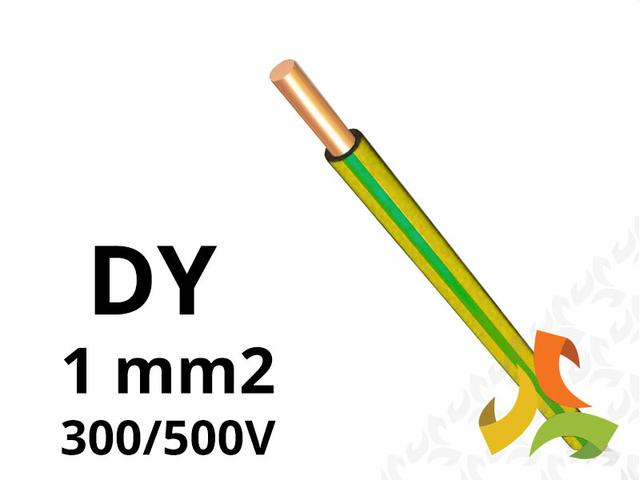 Przewód DY 1,0 mm2 żółto-zielony (300/500V) jednożyłowy drut (krążki 100m) 172104023C0100 NKT