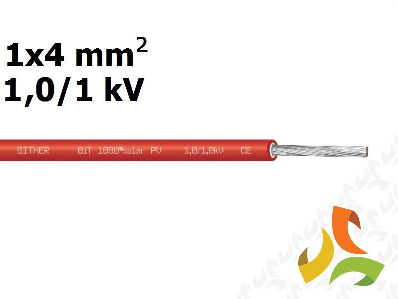 Kabel przewód solarny do instalacji fotowoltaicznych 1x4 mm2 1,0/1,0kV BiT 1000 Solar PV czerwony S68350.05 BITNER-0