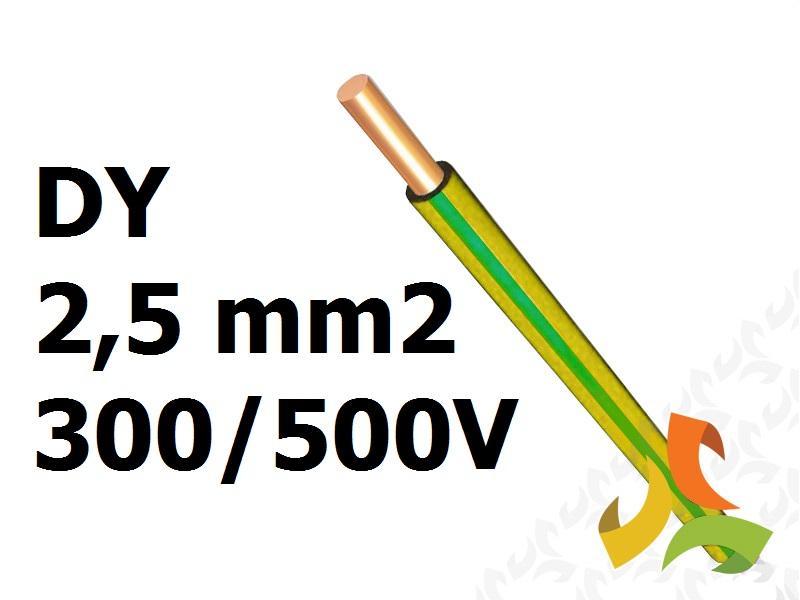 Przewód DY 2,5 mm2 żółto-zielony (300/500V) jednożyłowy drut (krążki 100m) 172100011C0100 NKT-1