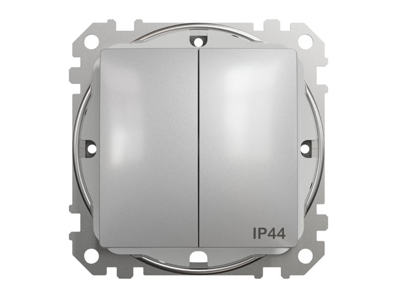 SEDNA DESIGN & ELEMENTS Wyłącznik podwójny świecznikowy IP44 srebrne aluminium SDD213105 SCHNEIDER ELECTRIC-0