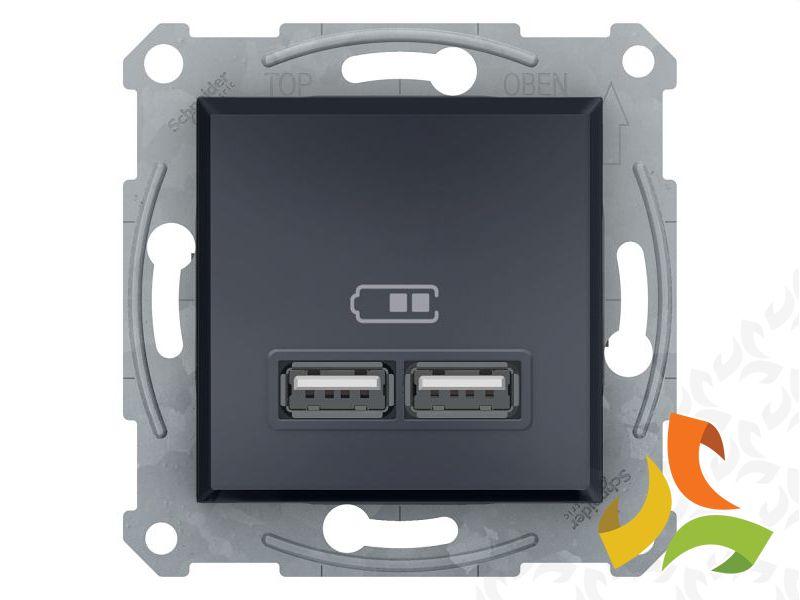 ASFORA Gniazdo ładowarki USB podwójne 2,1A antracyt EPH2700271 SCHNEIDER ELECTRIC-1