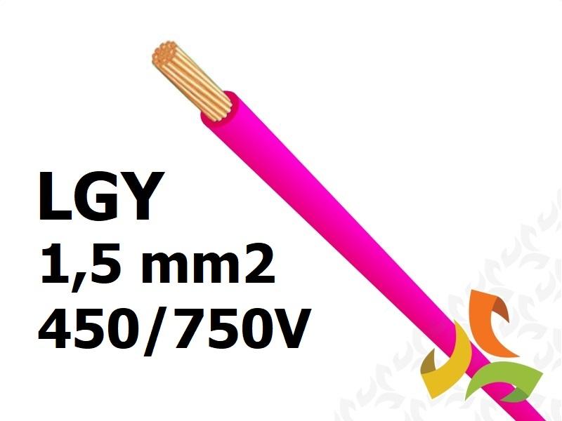 Przewód LGY 1,5 mm2 różowy (450/750V) jednożyłowy linka (krążki 100m) 5907702813769 ELEKTROKABEL-0