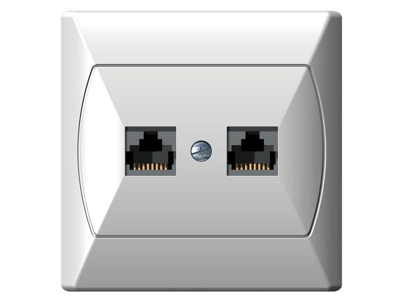 AKCENT Gniazdo komputerowe podwójne kat.5e KRONE biały GPK-2A/K/00 OSPEL -0