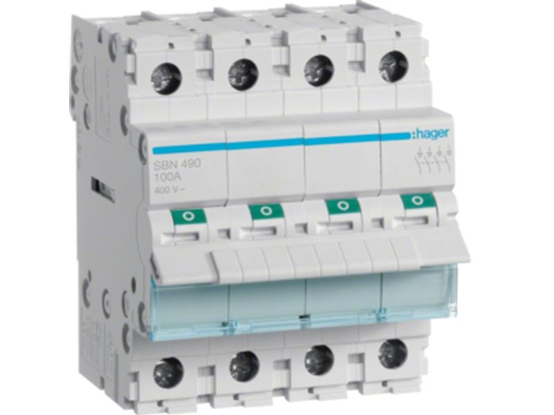 Rozłącznik izolacyjny 3-fazowy 4P 100A 400V AC SBN490 HAGER-0