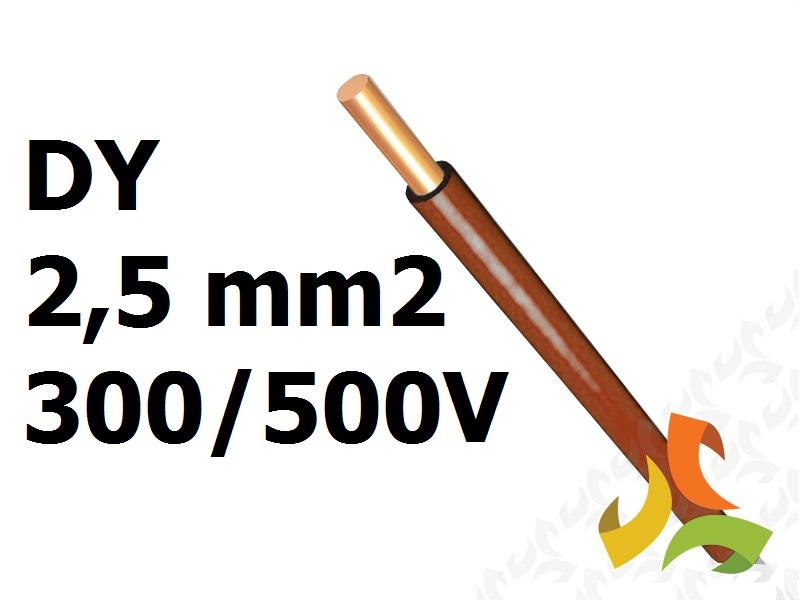 Przewód DY 2,5 mm2 brązowy (300/500V) jednożyłowy drut (krążki 100m) 172100006C0100 NKT-1