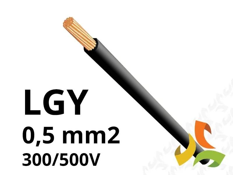 Przewód LGY 0,5 mm2 czarny (300/500V) jednożyłowy linka H05V-K (krążki 100m) 50 EŁKTRIM