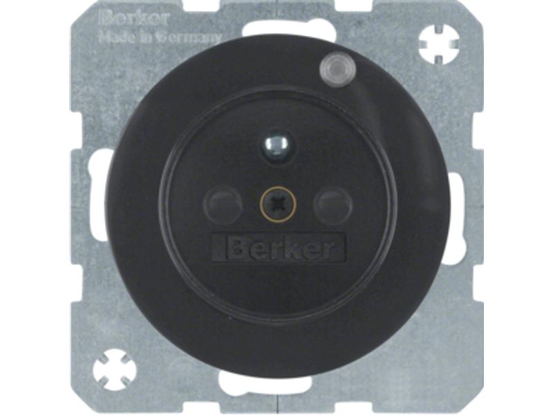 BERKER R.1/R.3 Gniazdo z uziemieniem i diodą kontrolną LED czarny połysk 6765092045 HAGER