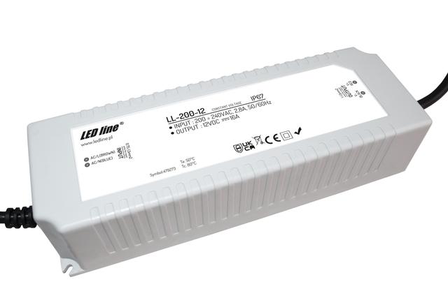Zasilacz LED line 12V 200W 16A wodoodporny IP67 LL-200-12
