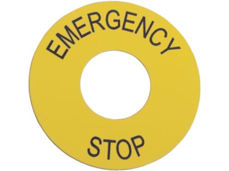 Harmony XAC Etykieta okrągła żółta 60mm "EMERGENCY STOP" ZB2BY9330 SCHNEIDER ELECTRIC