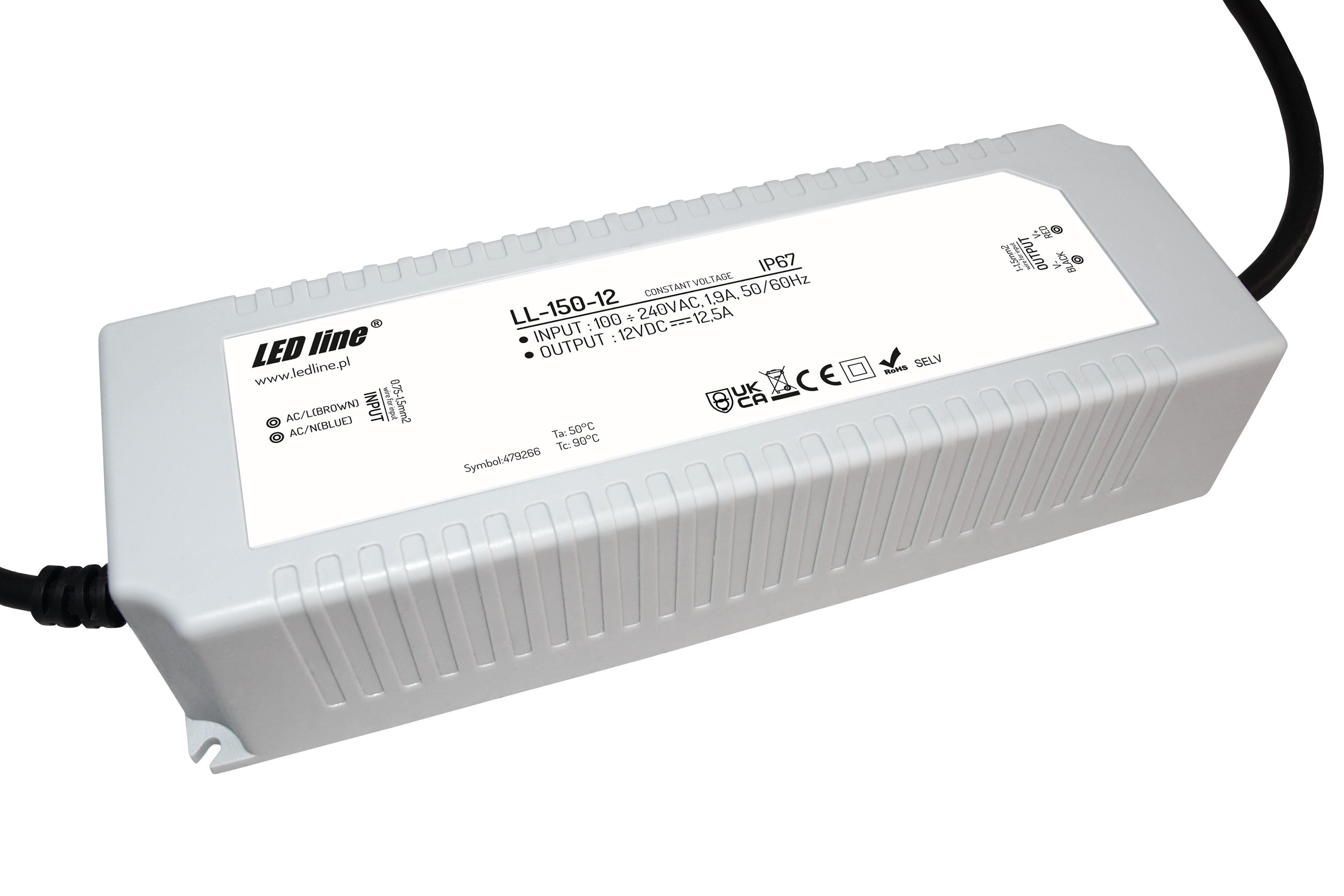 Zasilacz LED line 12V 150W 12,5A wodoodporny IP67 LL-150-12