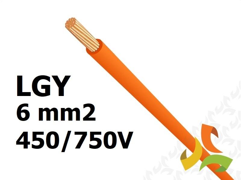 Przewód LGY 6,0 mm2 pomarańczowy (450/750V) jednożyłowy linka H07V-K (krążki 100m) 4520094 LAPP KABEL-0