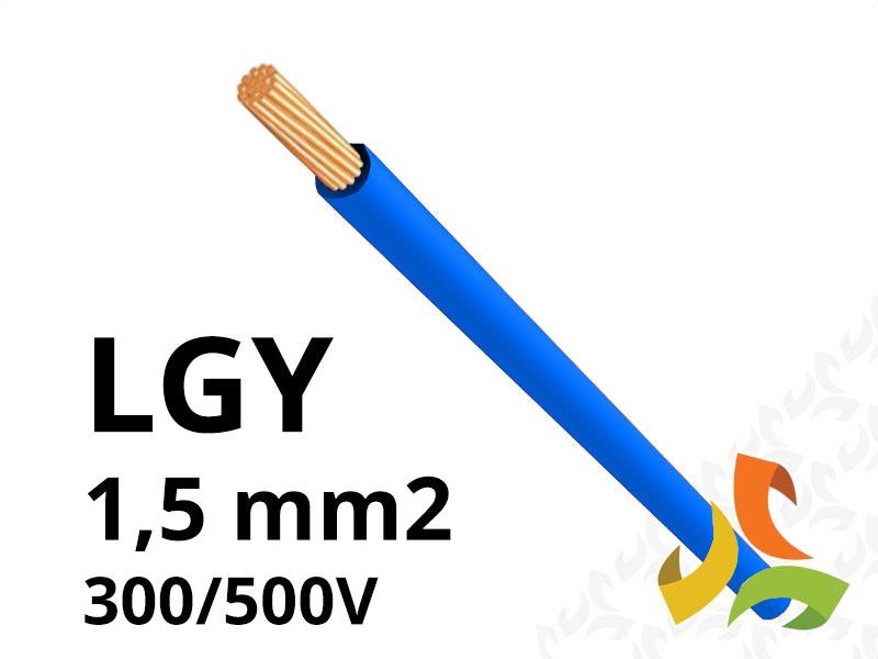 Przewód LGY 1,5 mm2 niebieski (300/500V) jednożyłowy linka H05V-K (krążki 100m) 13014021 NKT-0