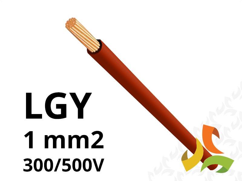 Przewód LGY 1,0 mm2 brązowy (300/500V) jednożyłowy linka H05V-K (krążki 100m) 13001026 NKT-0