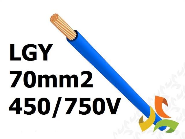 Przewód LGY 70 mm2 niebieski (450/750V) jednożyłowy linka H07V-K (krążki 100m) 11093029 NKT