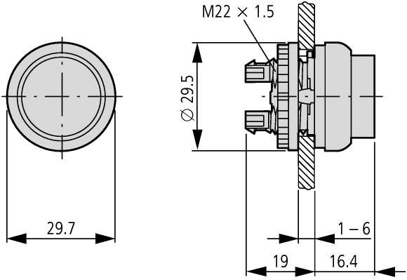 Napęd przycisku M22-DLH-G, podświetlany z samopowrotem wystający, przycisk 216969 EATON-MOELLER-1