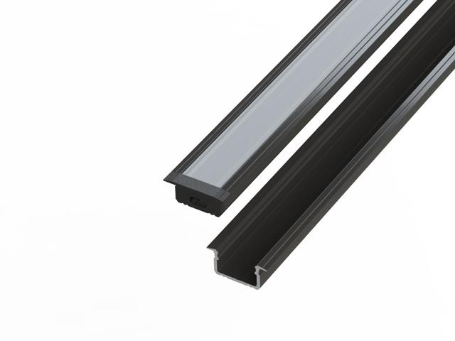 Profil aluminiowy do taśm LED 2000 mm prosty wpuszczany czarny z kloszem mlecznym 478665 LEDIN