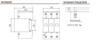 Ogranicznik przepięć PV DC 3P typ 2 (C) 1000V 20kA 4kV Professional DC C3P 1000 ORANGE VCX-1