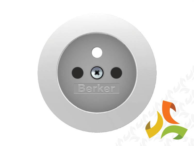 BERKER R.1/R.3 Płytka czołowa z przysłonami styków do gniazda z uziemieniem biały 3965762089 HAGER-1