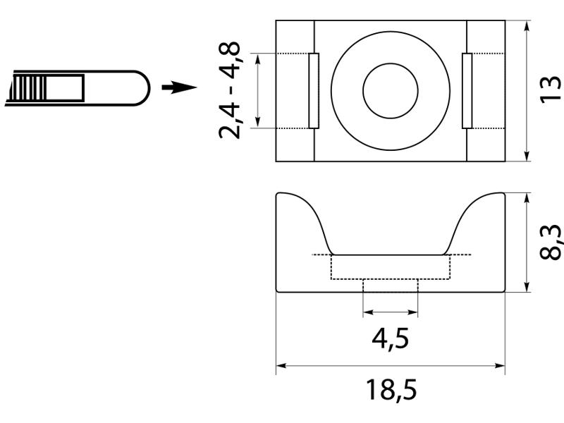 Uchwyt pod trytytkę przykręcany podstawka PMP-05-4-UV-100 do opasek zaciskowych 2,4 - 4,8mm (100szt.) czarna 25.254 ELEKTRO-PLAST-1