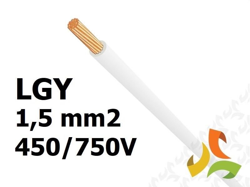 Przewód LGY 1,5 mm2 biały (450/750V) jednożyłowy linka (krążki 100m) 5907702813684 ELEKTROKABEL-0