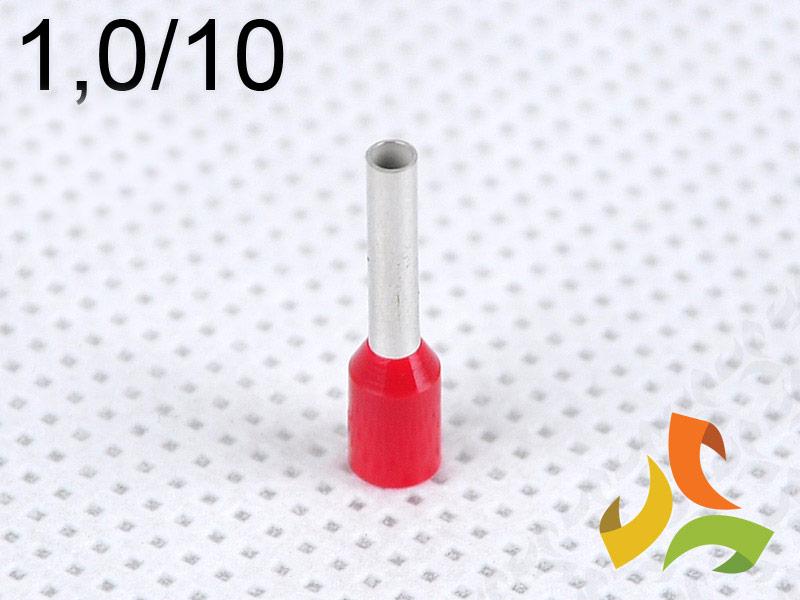Końcówka kablowa 1,0/10 mm2 tulejka izolowana miedziana czerwona 100szt. DI 1,0-10 C GPH-0