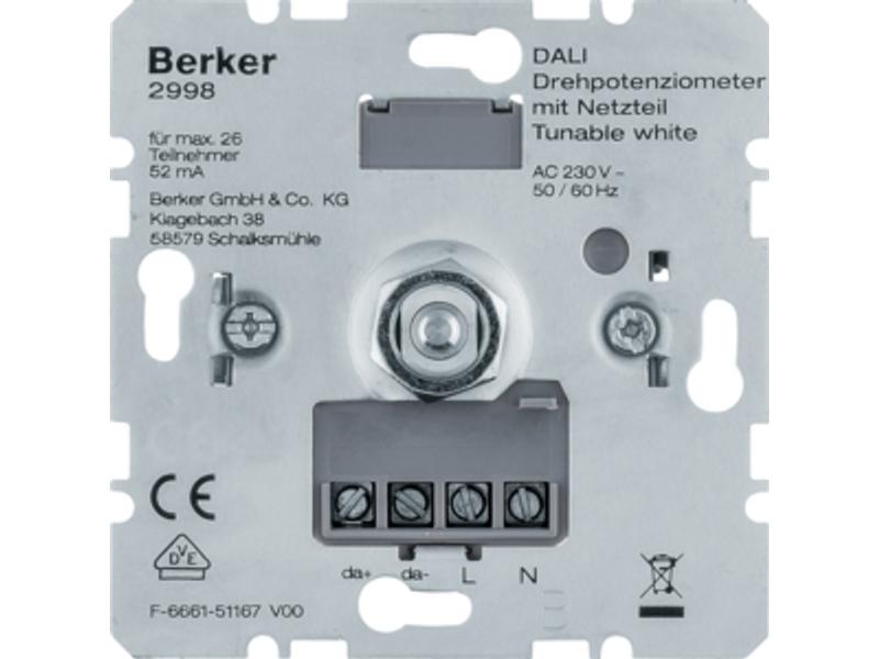 BERKER Potencjometr obrotowy DALI z wbudowanym zasilaniem Tunable White mechanizm one.platform 2998 HAGER