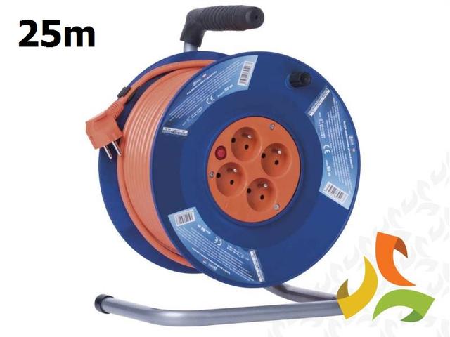 Przedłużacz bębnowy 25m 3x1,5 4x2P+PE PVC IP20 kabel zwijany na bębnie 4 gniazda z uziemieniem P19425 1908042501 EMOS