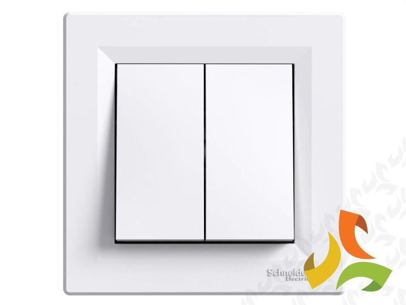 ASFORA Wyłącznik podwójny świecznikowy zwierny przycisk (zaciski śrubowe) biały z ramką EPH1100321 SCHNEIDER ELECTRIC-1