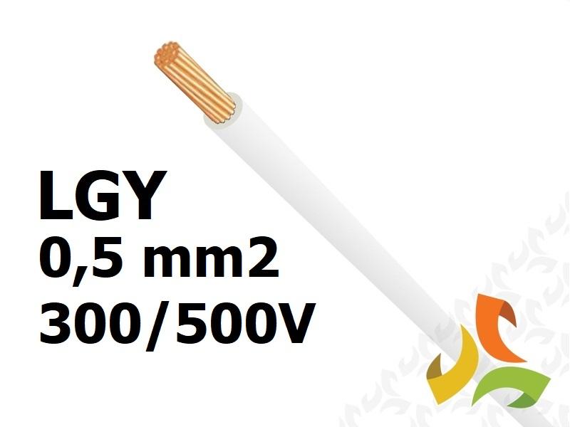 Przewód LGY 0,5 mm2 biały (300/500V) jednożyłowy linka (krążki 100m) 29086 HELUKABEL-0