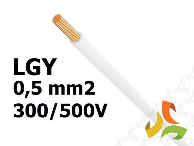 Przewód LGY 0,5 mm2 biały (300/500V) jednożyłowy linka (krążki 100m) 29086 HELUKABEL