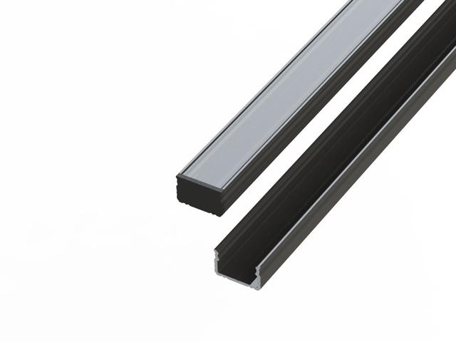 Profil aluminiowy do taśm LED 2000 mm prosty nawierzchniowy czarny z kloszem mlecznym 478641 LEDIN