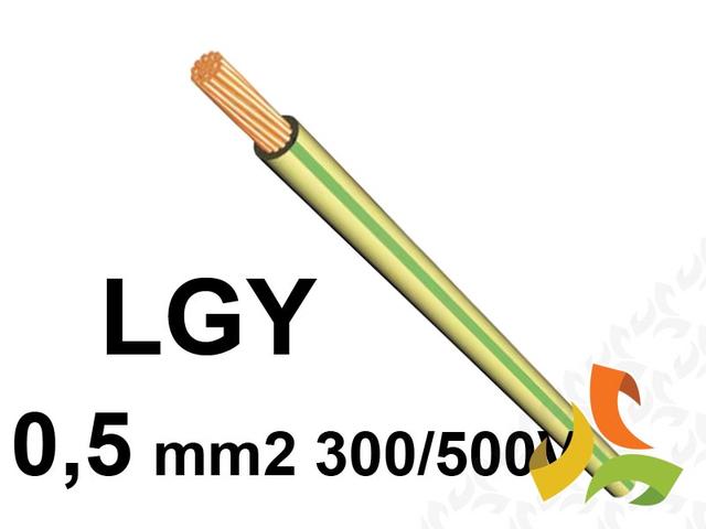 Przewód LGY 0,5 mm2 zielono-żółty (300/500V) jednożyłowy linka H05V-K (krążki 100m) 4510001 LAPP KABEL