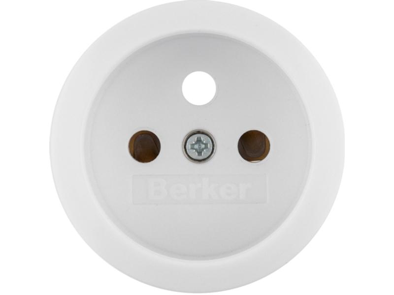 BERKER Serie 1930/Glas Płytka czołowa z przysłonami styków do gniazda z/u biały 396579 HAGER-0