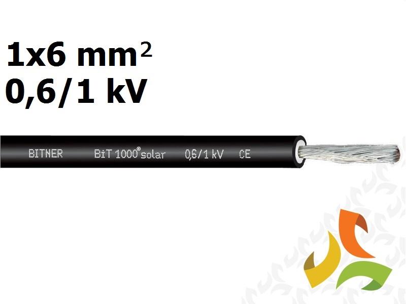Kabel przewód solarny do instalacji fotowoltaicznych 1x6 mm2 0,6/1kV BiT 1000 Solar czarny S66463 BITNER-0