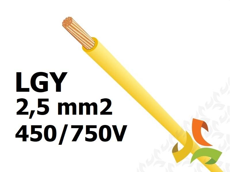 Przewód LGY 2,5 mm2 żółty (450/750V) jednożyłowy linka H07V-K (krążki 100m) 11093137 NKT-0