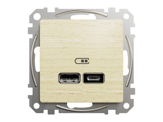 SEDNA DESIGN & ELEMENTS Gniazdo ładowania USB A+C 2,4A brzoza SDD180402 SCHNEIDER ELECTRIC